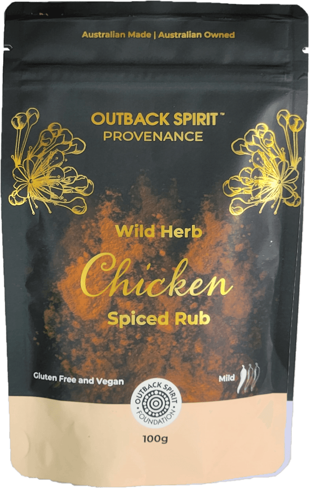 ﻿This Wild herb infused Chicken Rub rub is perfect for chicken and any poultry or white meat in all forms – rub on chicken breasts, strips, thigh pieces or on a whole roasting chicken for a delicious flavour that’s sure to impress! This is a spicy little rub - just the right balance between the herbaceous flavours from of Lemon Myrtle and Anisata and the heat from Cayenne Chilli. 