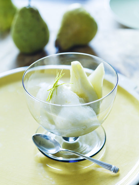 Kakadu Plum and Pear Sorbet with Poached Pears