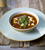 Chickpea Soup with Lemon Aspen Gremolata and Goat's Cheese