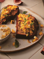 Wattleseed and Coconut Banana Bread with a Mango and Lemon Myrtle Salsa
