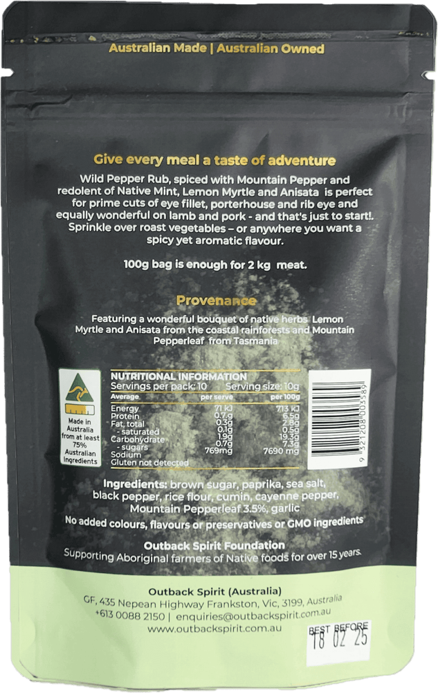 Outback Spirit Spiced Rubs Wickedly Wild Pepper Spiced Rub 100g